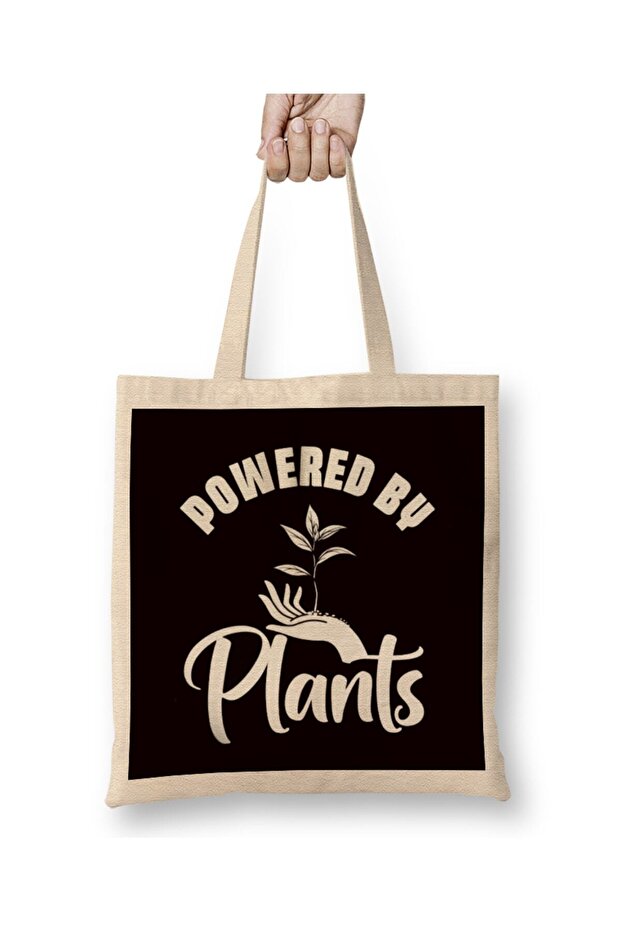 Powered By Plants Vegan Gardener Gardening Nature Planting Cloth Bag Long Handle