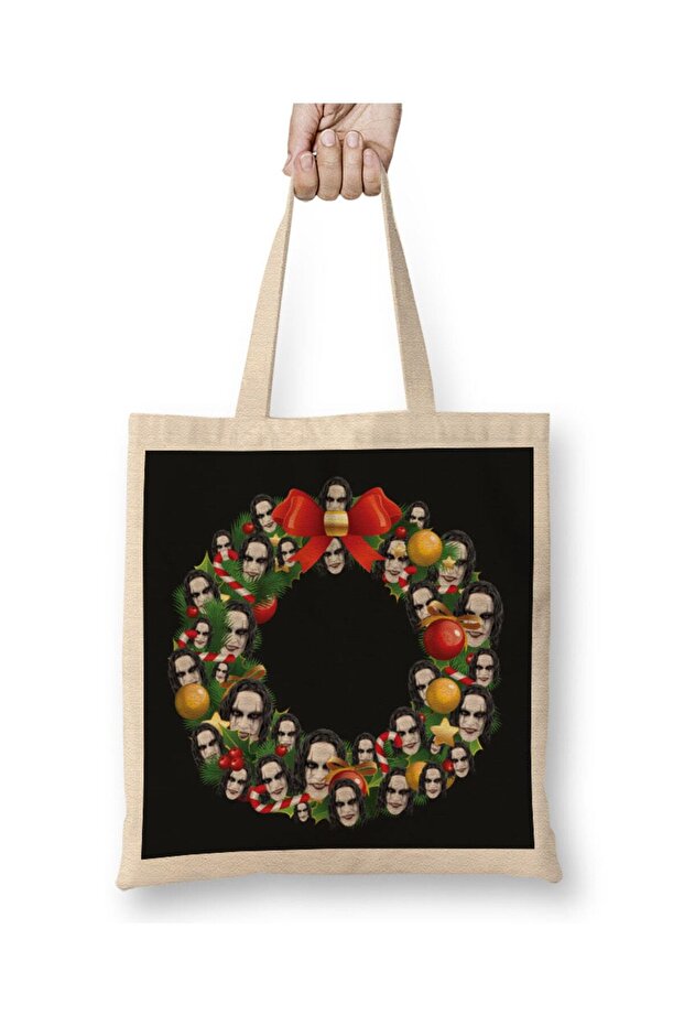 حقيبة قماش The Crow Multiface Christmas Wreath بمقبض طويل