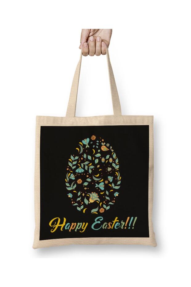 حقيبة قماش Happy Easter 07 بمقبض طويل