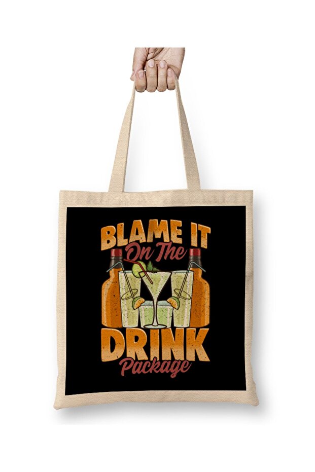 حقيبة Blame It On The Drink Package Cruise Vacation Pun من القماش بمقبض طويل