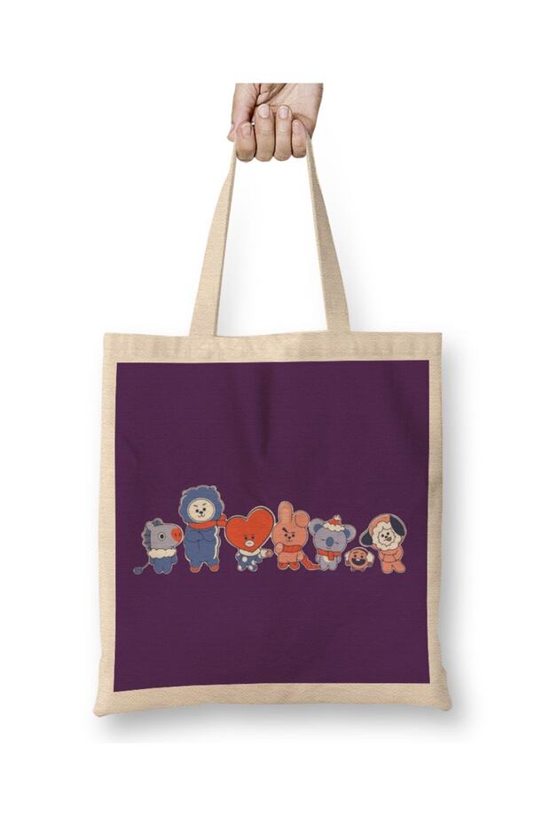 حقيبة قماش BTS Holiday Friends بمقبض طويل