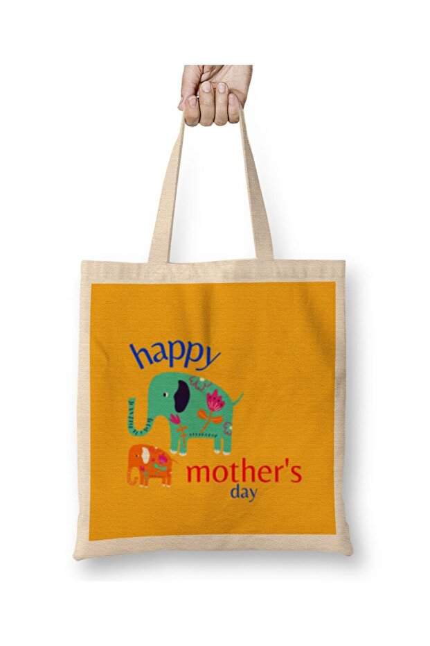 حقيبة قماش Happy Mothers Day 2021 بمقبض طويل