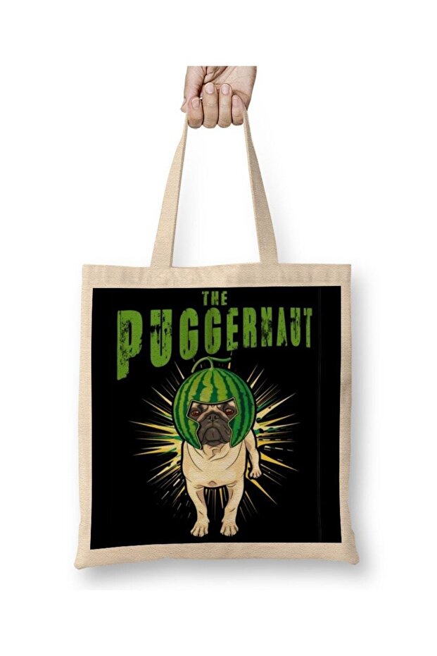 Pug Dog Puggernaut Life Funny Gift Cloth Bag Long Handle