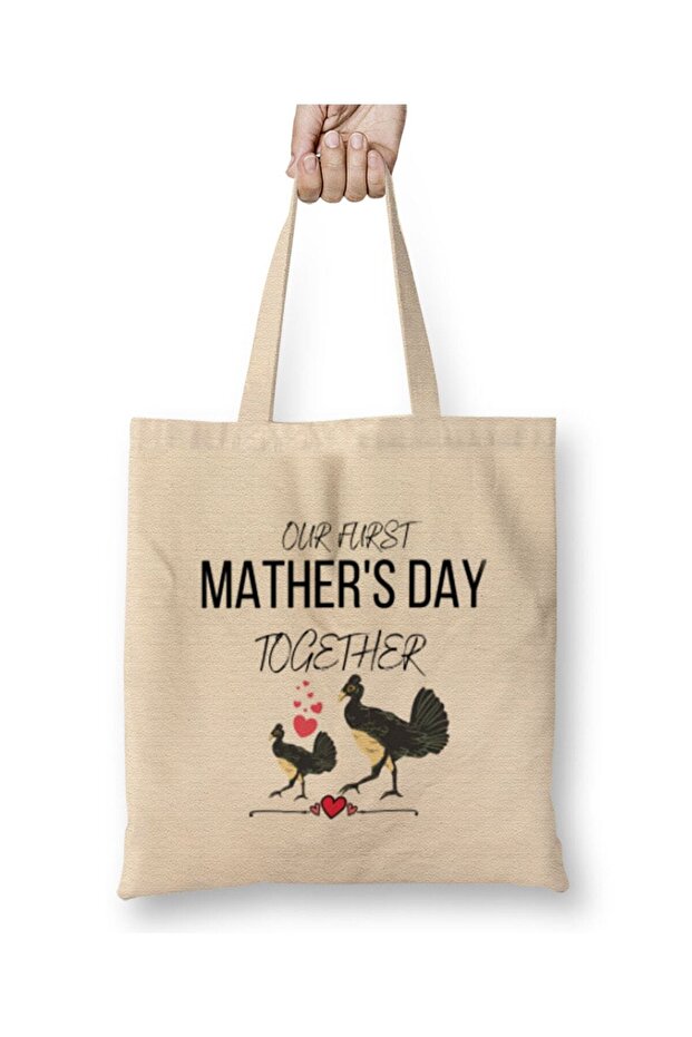Mathers Day 2021 OUR FURST MATHER'S DAY TOGETHER Cloth Bag Long Handle