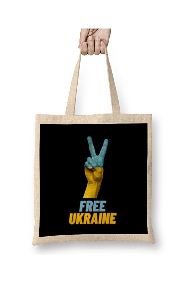 Free Ukraine War With Russia -Stay Strong Ukraine Flag 2022 Cloth Bag Long Handle