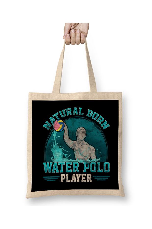Natural Born Water Polo Player Cool Waterpolo Cloth Bag Long Handle