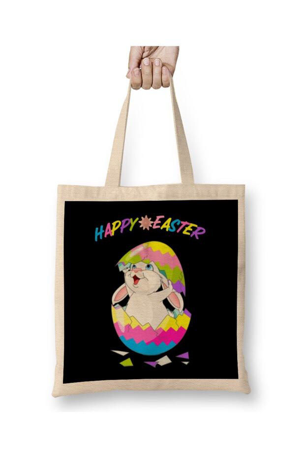 حقيبة قماش Happy Easter 05 بمقبض طويل
