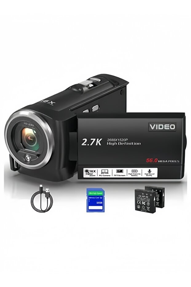 كاميرا بدقة 2.7K و56 ميجابكسل | تكبير 16x + بطاريات مزدوجة + فلاش LED