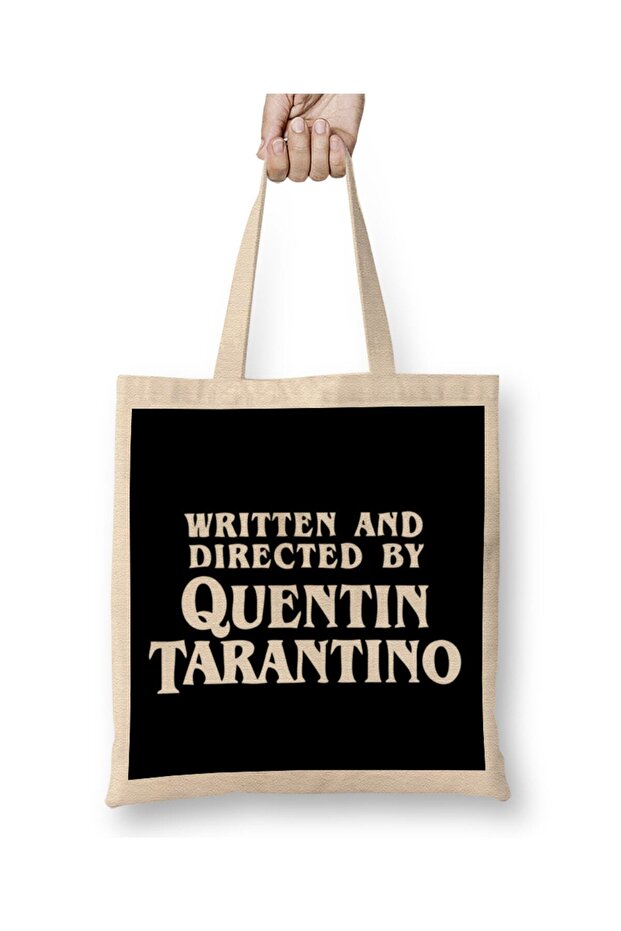 حقيبة قماش مكتوبة ومؤطرة من Quentin Tarantino 01 بمقبض طويل