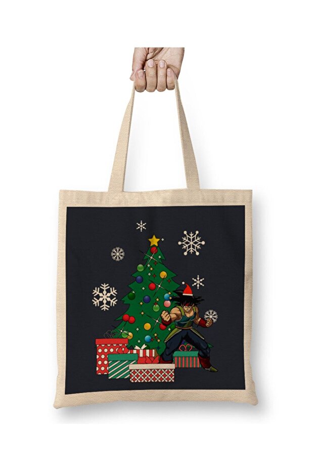 حقيبة قماش Bardock Around The Christmas Tree Dragonball Z بمقبض طويل