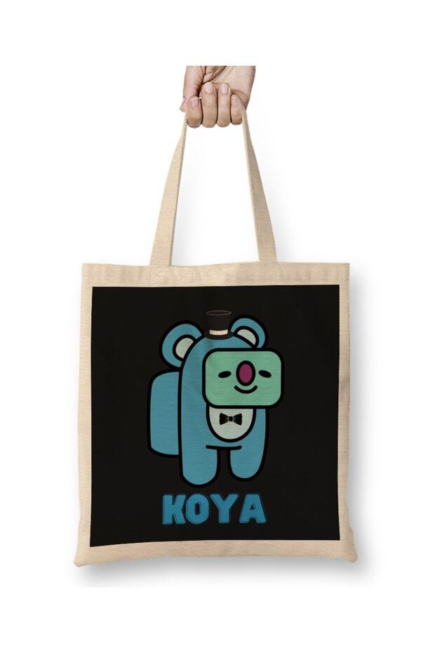Bts بيننا Bt21 Koya حقيبة قماش بمقبض طويل