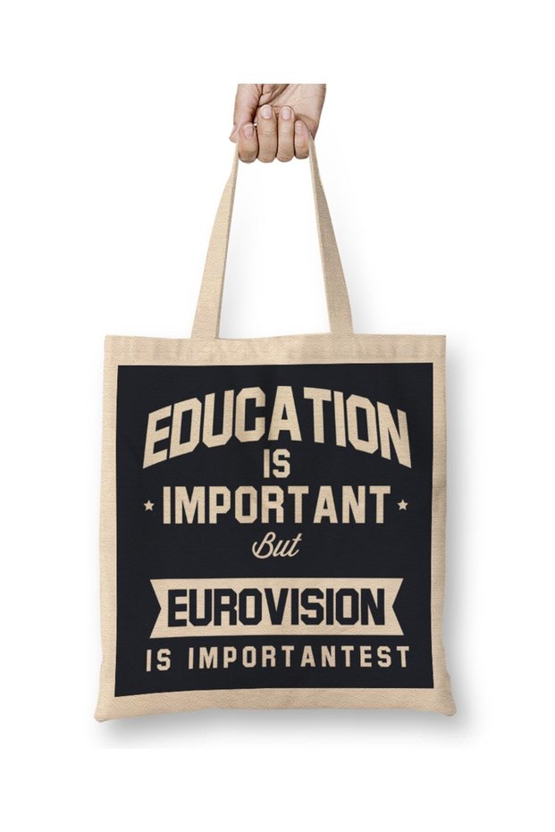 Education Is Important But Eurovision Is Importantest Cloth Bag Long Handle