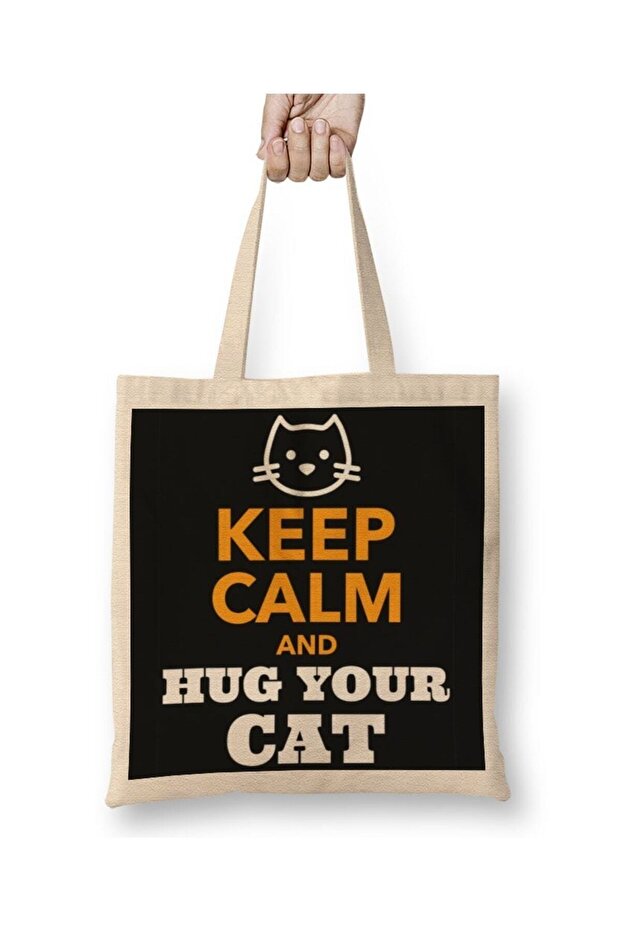 Keep Calm And Hug Your Cat Cloth Bag Long Handle