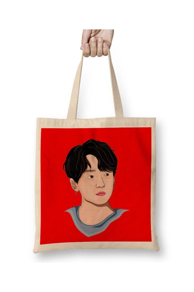 حقيبة قماش Kpop Cool Jungkook Bts بمقبض طويل