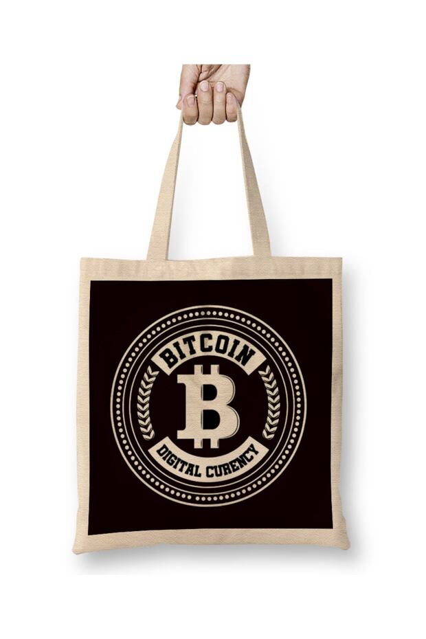 Bitcoin Digital Currency Crypto BTC Mining Gift Cloth Bag Long Handle