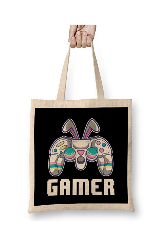 Video Game Easter Gamer Controller Bunny Ears Cloth Bag Long Handle
