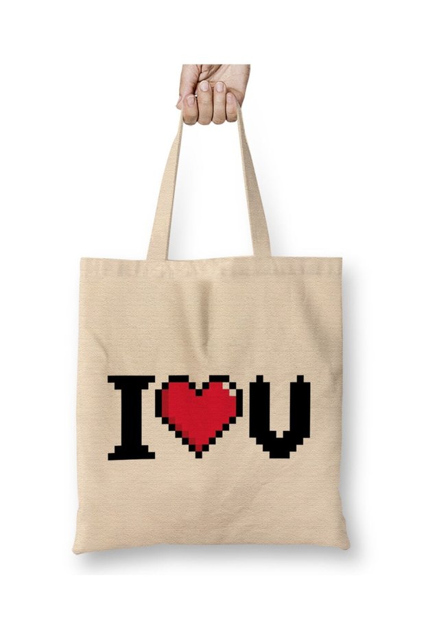 I Love You Video Game Heart 01 Cloth Bag Long Handle