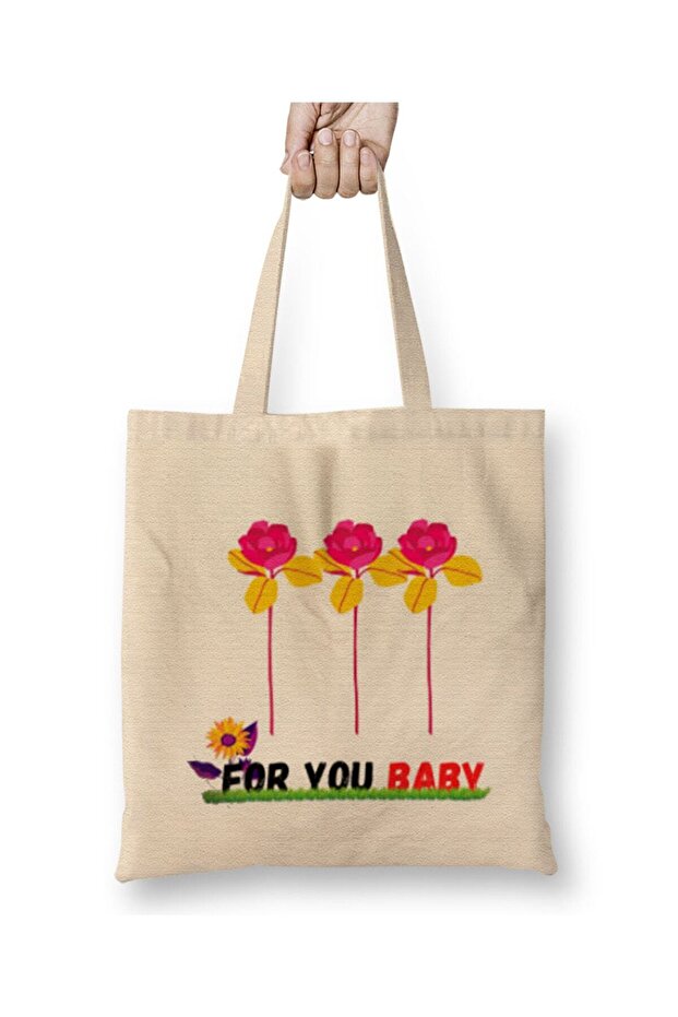 FOR YOU MY Daddy Flowers Cloth Bag Long Handle