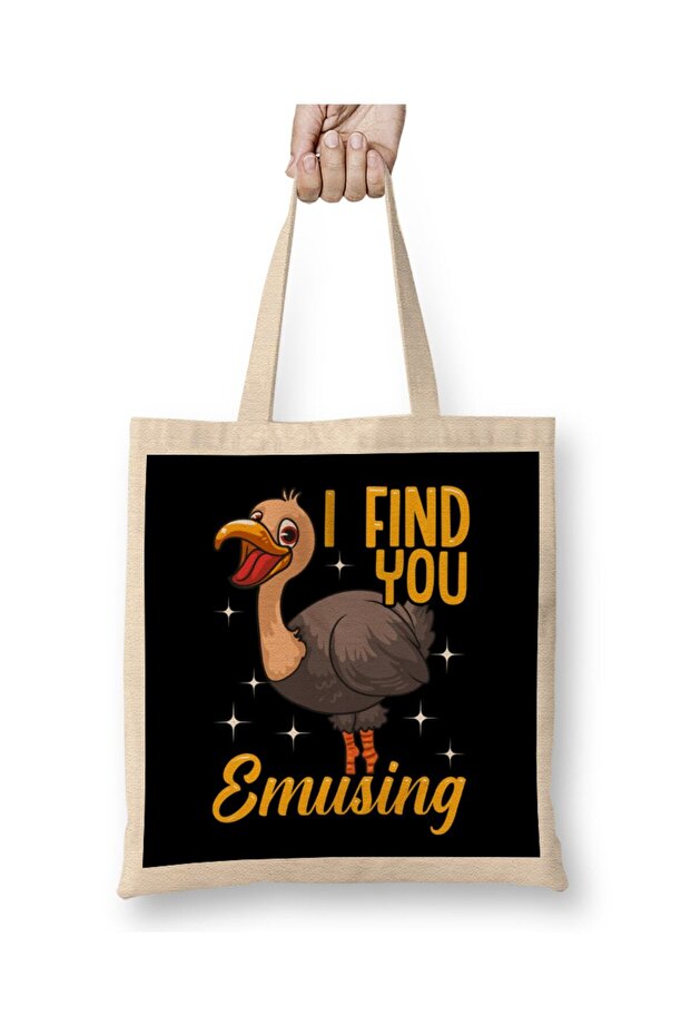 I Find You Emusing Adorable Emu Amusing Pun Cloth Bag Long Handle