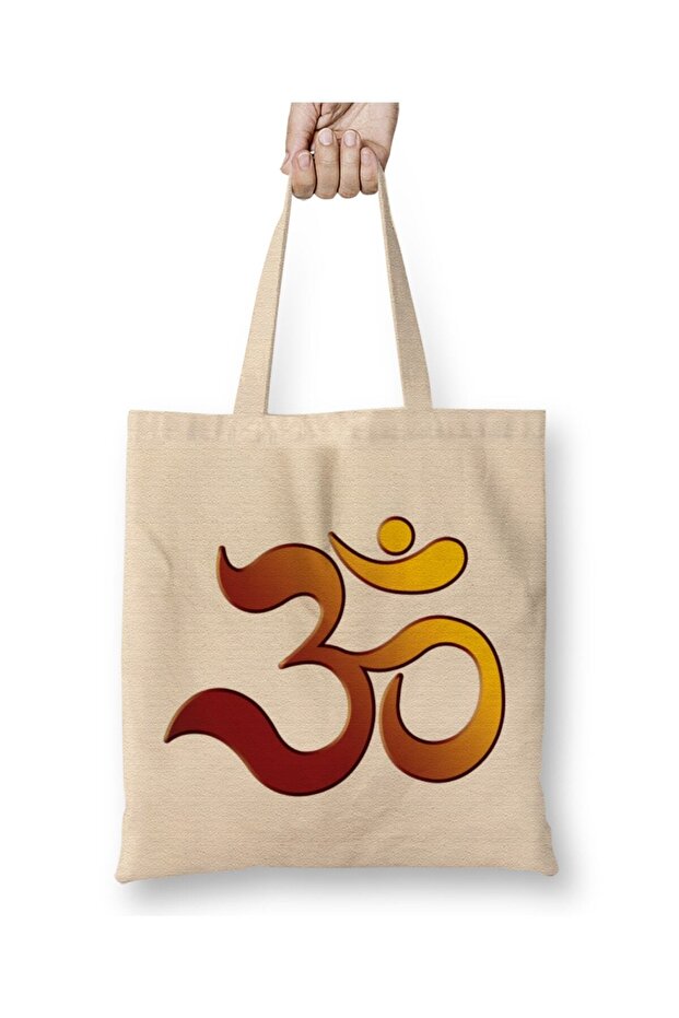 Golden Om Ohm Aum Symbol Cloth Bag with Long Handle