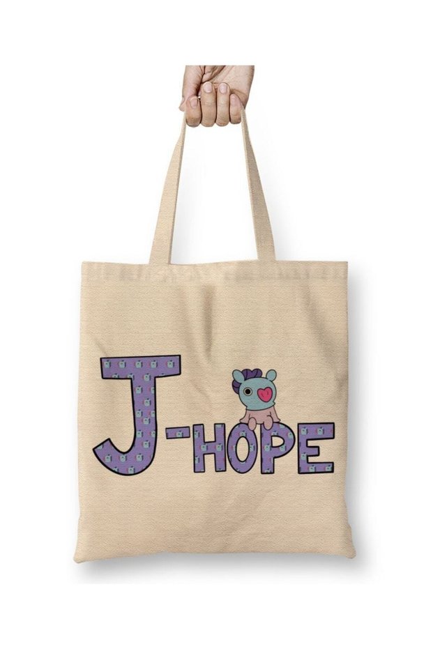 حقيبة قماش BTS Meets Bt21 J Hope بمقبض طويل