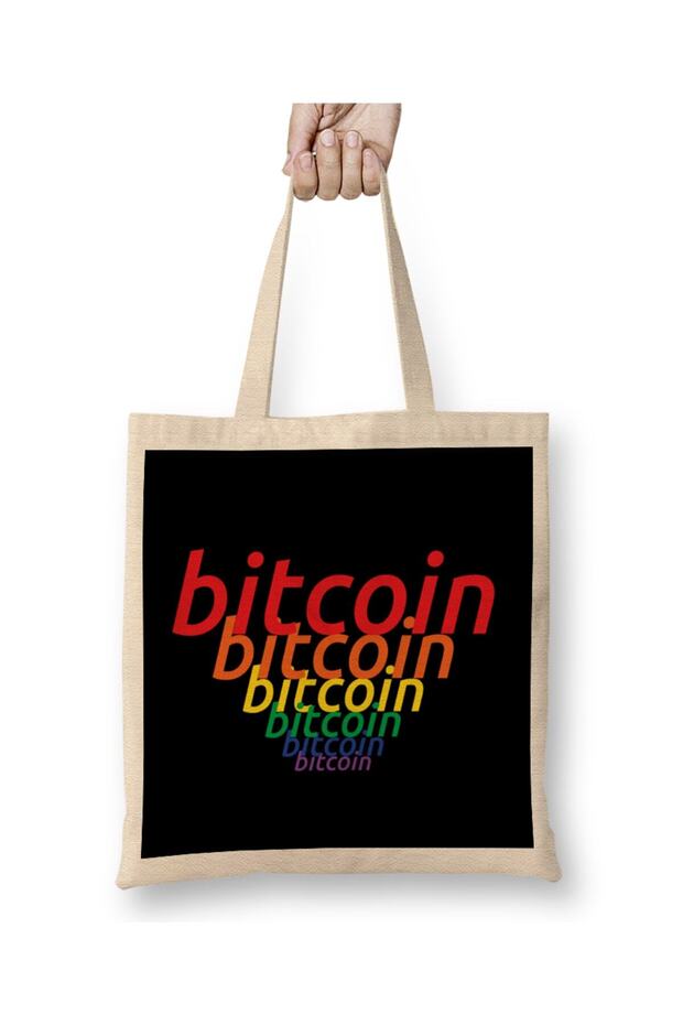 حقيبة حمل بشعار Bitcoin Rainbow Cascade Color بمقبض طويل