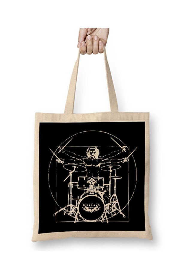 Vitruvian Man Drum Kit حقيبة ملابس بمقبض طويل