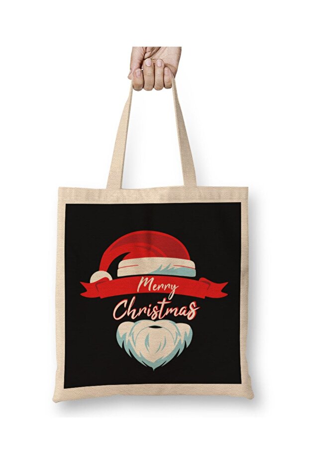 New Year New Year Concept Merry Christmas Santa Claus Cloth Bag with Long Handle