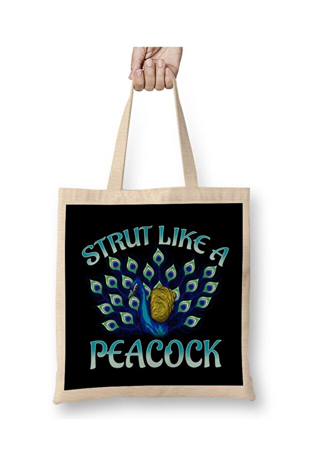 Cute Strut Like a Peacock Strong Self Cloth Bag Long Handle