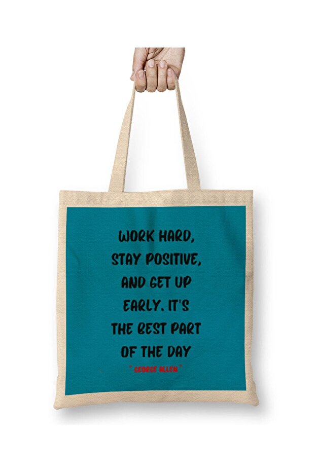 Positive Quotes Gift Motivational Success Entrepreneurs Inspiration Cloth Bag Long Handle