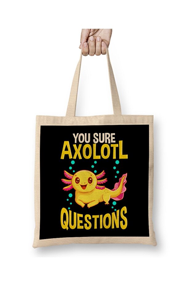Cute You Sure Axolotl Questions Walking Fish Pun Cloth Bag Long Handle
