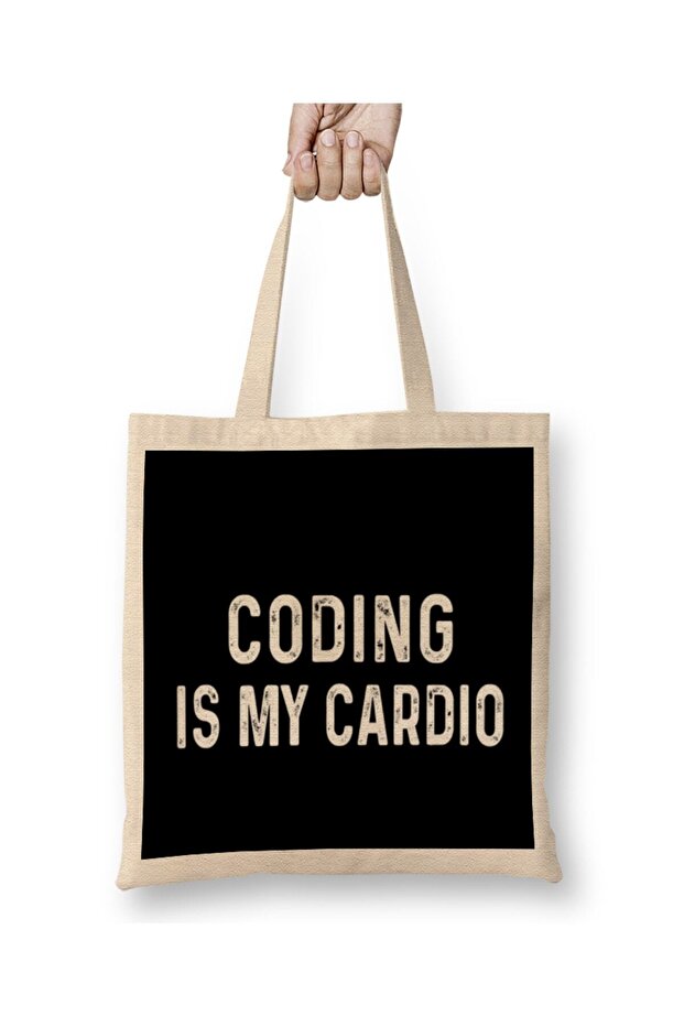 حقيبة قماش Coding Is My Cardio 02 ذات مقبض طويل
