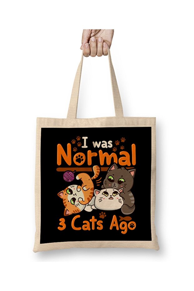 Cat Mom Af Cute & Funny I Was Normal Three Cats Ago Kittens Cloth Bag Long Handle