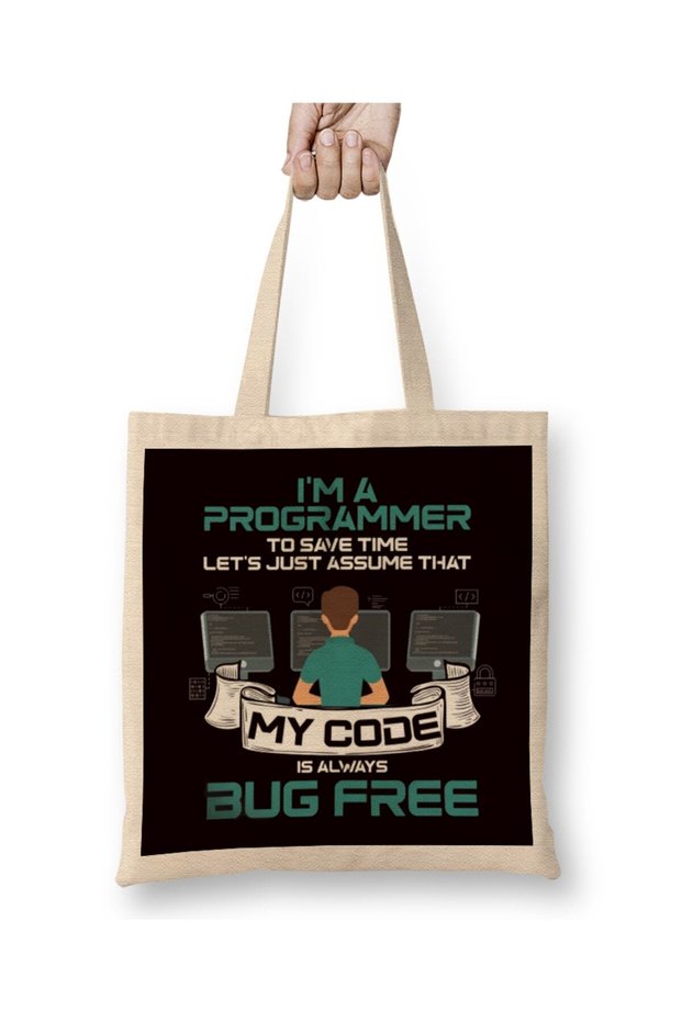 Programmer Coder Debugging Software Computer Science Coding Cloth Bag Long Handle