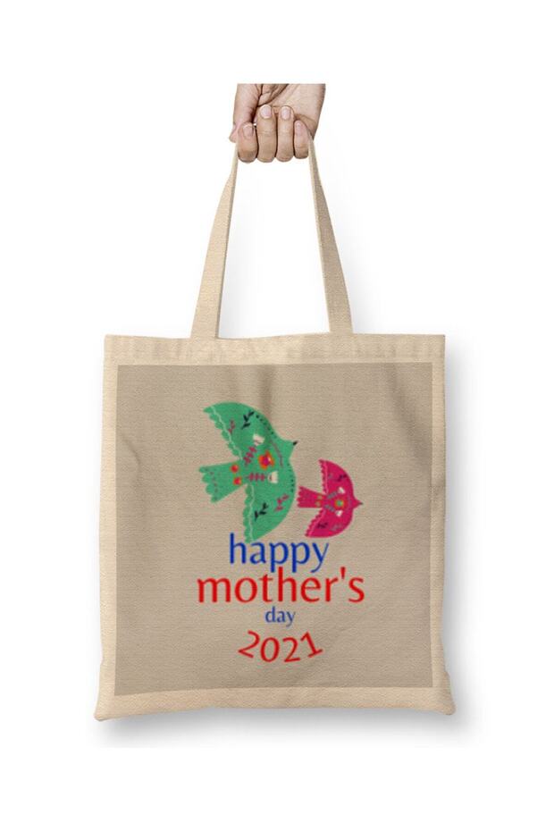 حقيبة قماش Happy Mothers Day 2021 بمقبض طويل