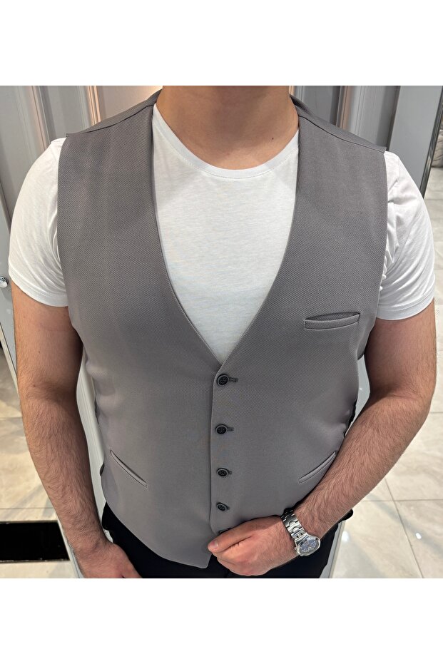 Men's V-Neck Slim Fit Full Fabric Vest