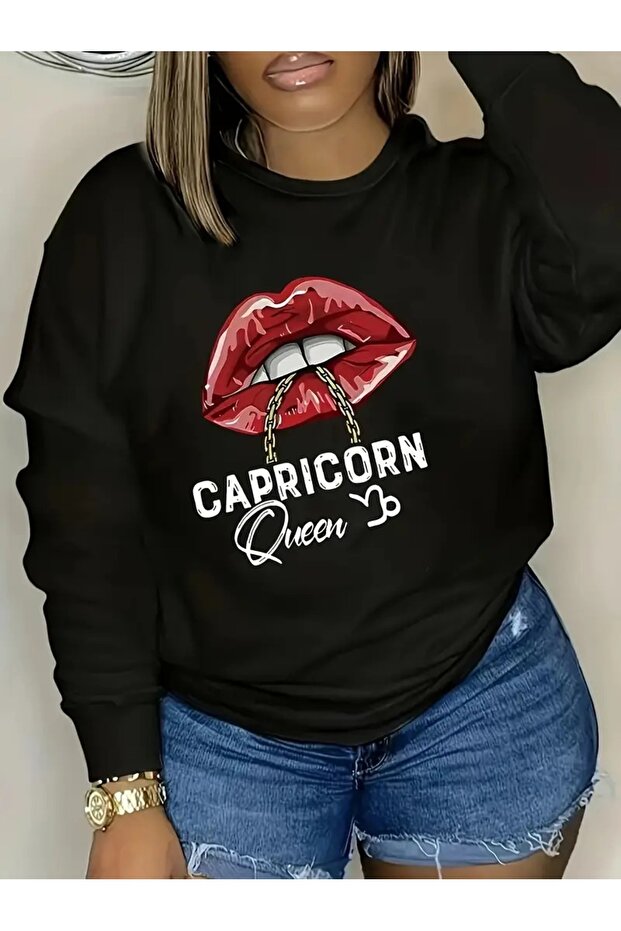 Women's Printed Crew Neck Sweatshirt