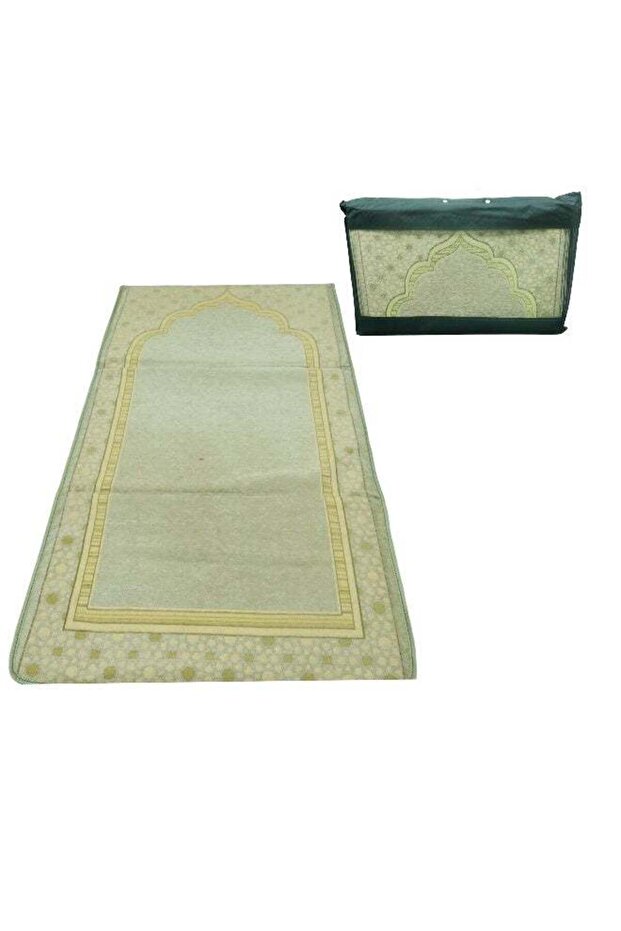 YU WELL Foldable Prayer Mat with Back Support & Carrying Bag, 2-in-1 Prayer Rug 110×60CM Beige-1