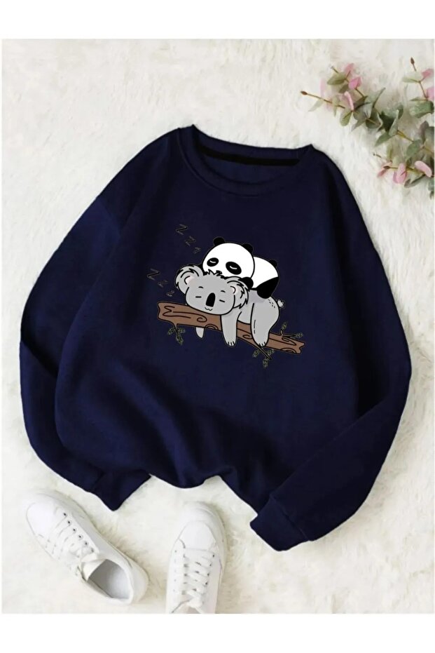 Printed Bicycle Collar Sweatshirt