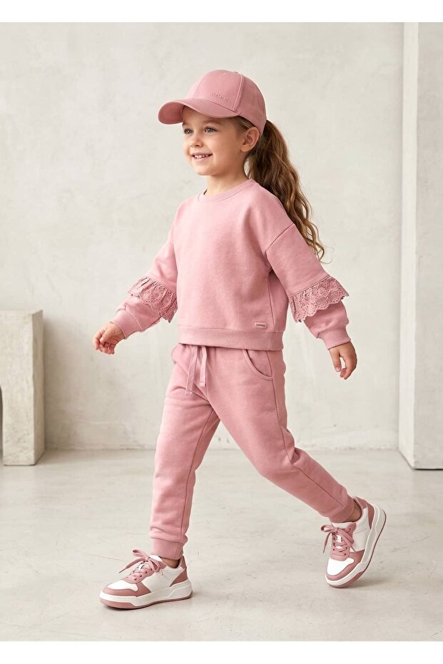 Organic Dried Rose Winter Little Girl's Sweatpants