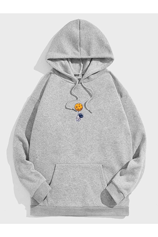 Unisex Printed Oversize Hooded Sweatshirt