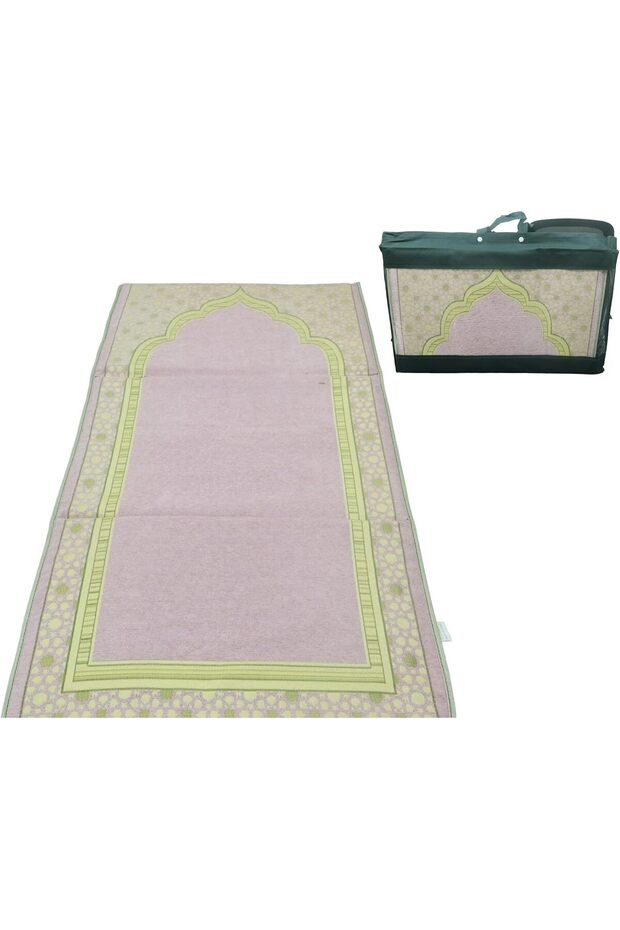 YU WELL Foldable Prayer Mat with Back Support & Carrying Bag, 2-in-1 Prayer Rug 110×60CM Pink