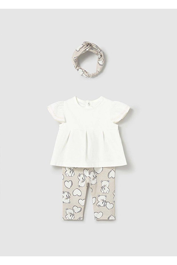 Summer Baby Girl Newborn Bandana Leggings Set - Beige
