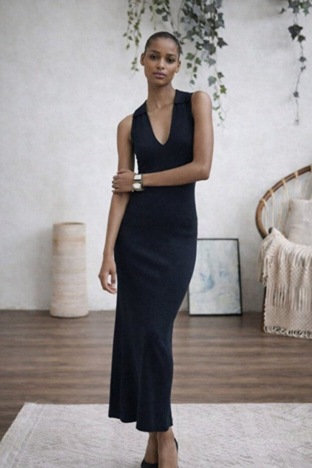 Women's V-Neck Long Summer Knitwear Dress