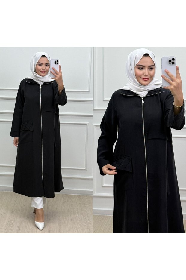 Half-Throat Cap with Attached Pocket and Zipper Closure Hijab Cap