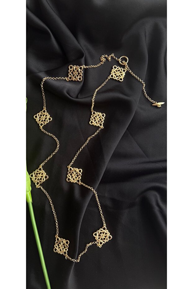 MARKA MODEL ÇELİK GOLD UZUN KOLYE - 1