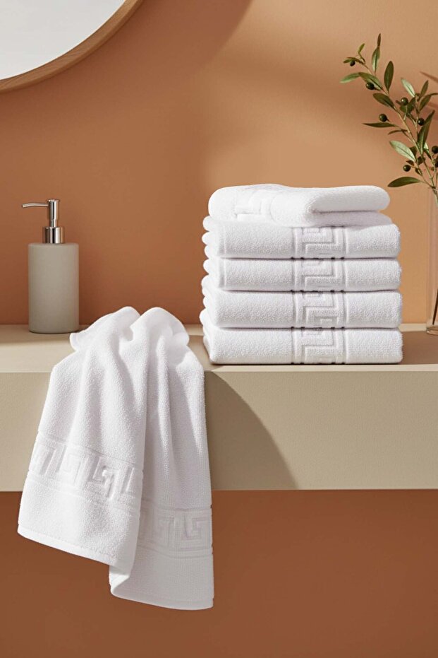 White Greek 6-Piece 100% Cotton Towel Set 50X90 cm