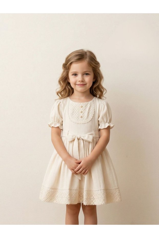 Lace. Cotton Kri.Nkıl Girl's Ellbi.Se
