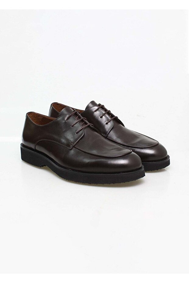 Brown Lace-Up Genuine Leather Men's Shoes
