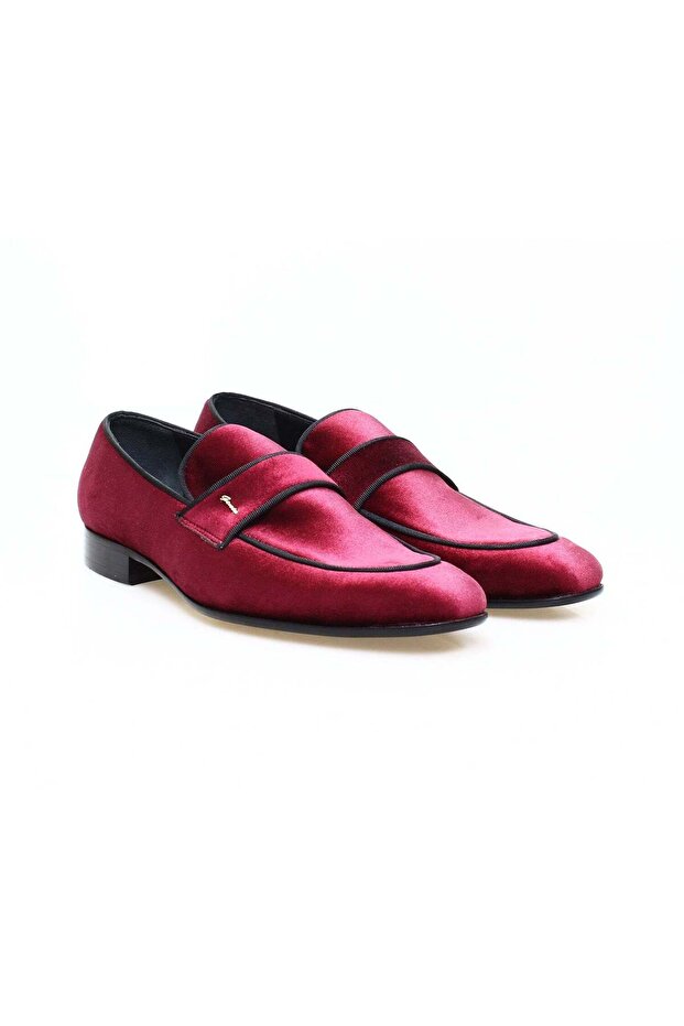 Bordo Color Laceless Genuine Leather Velvet Men's Shoes
